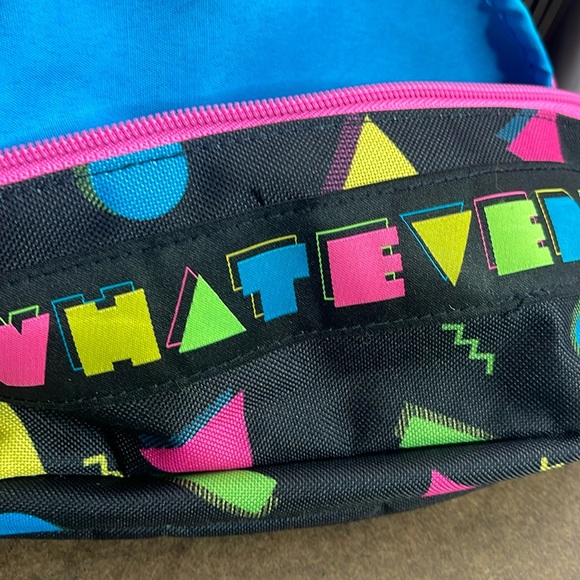 Funko Vintage 90s Style "Whatever" Fanny Pack /Travel Bag Black Yellow Pink Blue - Picture 6 of 12